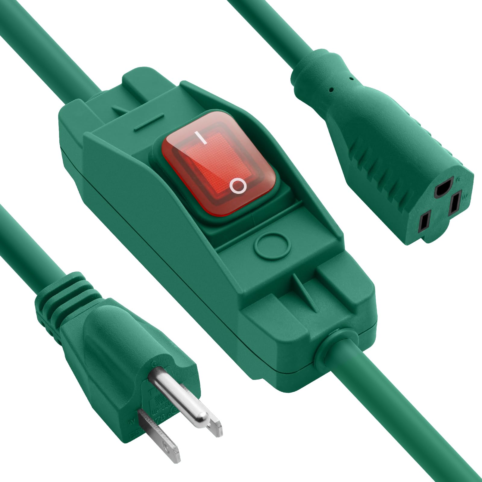 Photo 1 of Makevivi Outdoor Waterproof On/Off Switch Extension Cord, Heavy Duty 125v/250v Black SJTW Cord (6 Ft, Green)