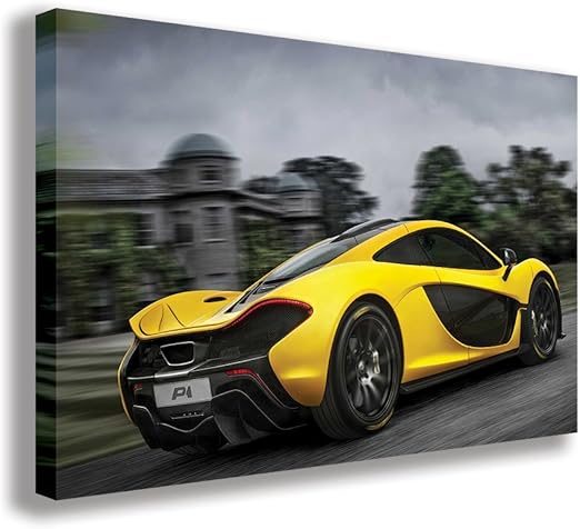Amazon Com Yellow Mclaren P1 Supercar Canvas Wall Art 30 X 18 75 X 45cm Posters Prints