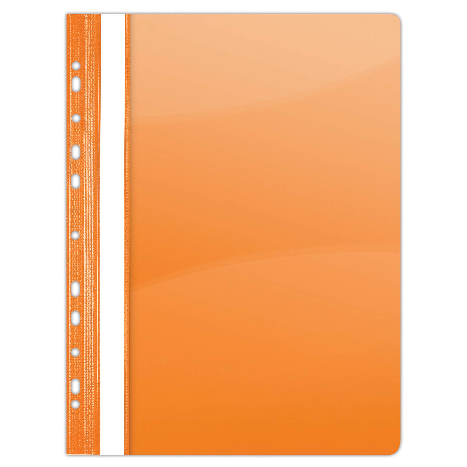DONAU 1704001PL-12 Plastic File Folder Perforated A4 Orange Transparent Folder Plastic Durable PVC Hard Crystal Clear Cover Sheet Clamp Folder for Office and School Euro Punching Pack of 10