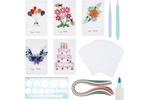 WEBEEDY Paper Quilling Kit 20 Sets Birthday Card Quilling Kit with Paper Quilling Strips Tools Paper Quilling Set DIY Handmade Arts Crafts Christmas Valentine's Day Birthday Gifts