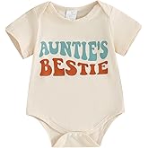 SAYOO Baby Girl Boy Bodysuit Romper Gender Neutral Unisex Funny Aunties Bestie Letter Clothes Casual One-Piece Bodysuit