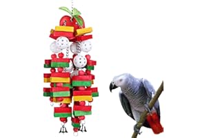 KINTOR Bird Chewing Toy Large Medium Parrot Cage Bite Toys African Grey Macaws Cockatoos Eclectus Amazon (Apple-22inch)