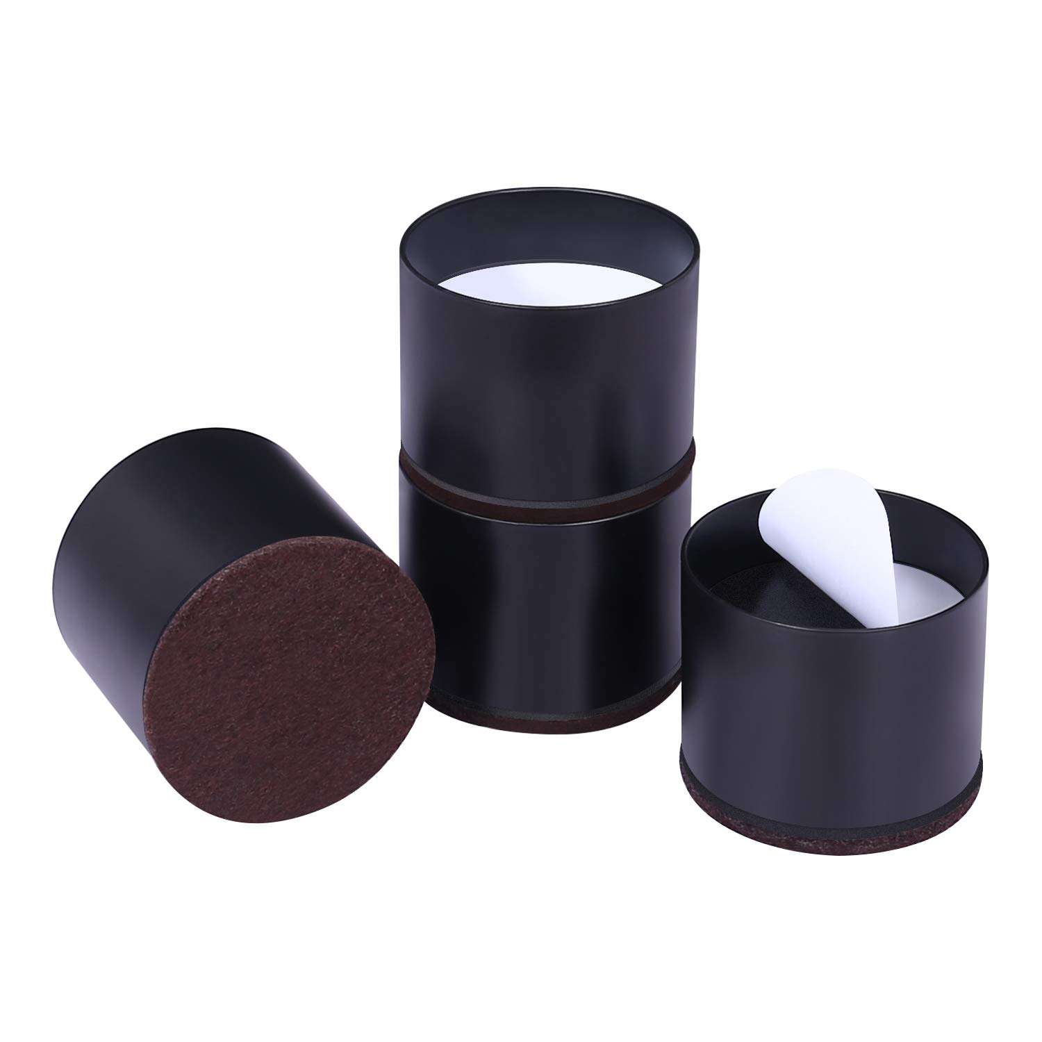 Ezprotekt Bed Risers Heavy Duty Furniture Risers for Sofa Table Couch Lift Height of 1.2 Inches, Bottom Pad Protect Floors, Solid Steel Offer Strong Support, Set of 4 (Black, Round) — image 1