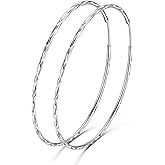 POPLYKE 925 Sterling Silver Circle Endless Hoop Earrings for Women 20 30 40 50 60 70mm