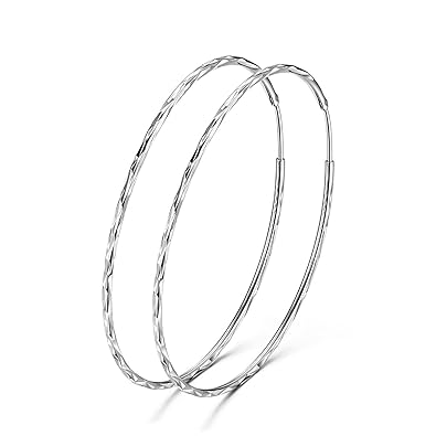 925 Sterling Silber Kreis Endless Creolen Ohrringe für Frauen Mädchen 20 30 40 50 60mm