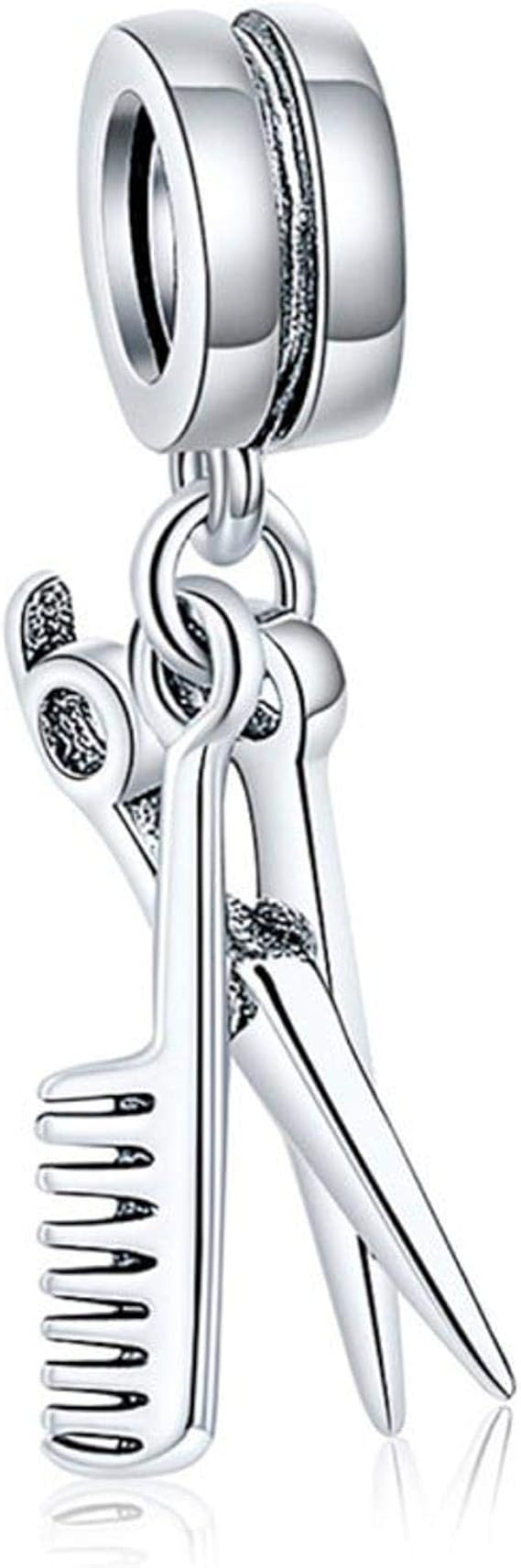 Bolenvi Dangling Hairdresser Scissor Comb Salon Hairstylist Pendant 925