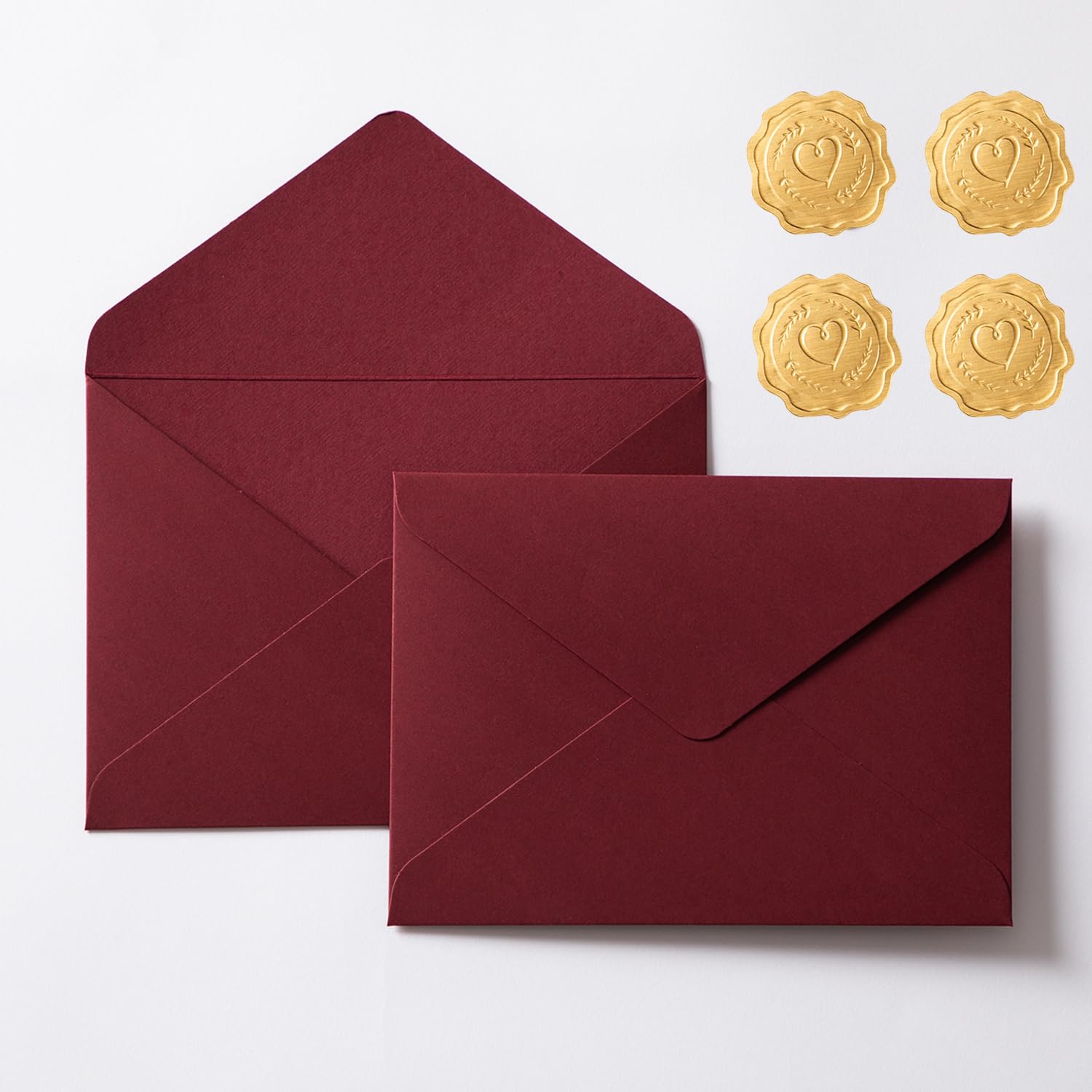 Photo 1 of 30 Pieces/Pack A7 Envelopes, 5.27 x 7.21'' Black Shiny Envelopes Perfect for 5x7'' Invitation Cards, Weddings Invitations, Photos, greeting Cards, Christmas Gift Cards Envelopes (Burgundy)