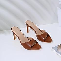 Susanny Mule Brown Heels for Women Pointed Open Toe