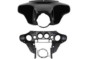 IGERSAW Front Outer w/Inner Batwing Upper Fairing Cowl Fits for 1996-2013 Harley Davidson Touring Electra Glide, Street Glide and Trike models,Black