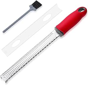 Cheese Grater, Lemon Zester, Handheld Fine Zesters Graters with Upgrade Blades, Chocolate, Parmesan, Coconut, Citrus, Lime, Fruit Zest, Stainless Kitchen Tools and Gadgets, Dishwasher Safe (Red)