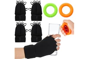 RoundFunny 2 Pairs Weighted Gloves for Tremors with 2 Grip Strength Trainer Adjustable Wrist Weights for Hand Tremor,Aid to P