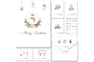 WENHUI Christmas Greeting Cards Set, 24 Pack with Envelopes & Stickers, 4x6 Inch, 8 Assorted Rustic & Cozy Designs with Holiday Wishes – Warm Xmas Cards for Family Gatherings, Neighbors, Friends & Seasonal Gifts
