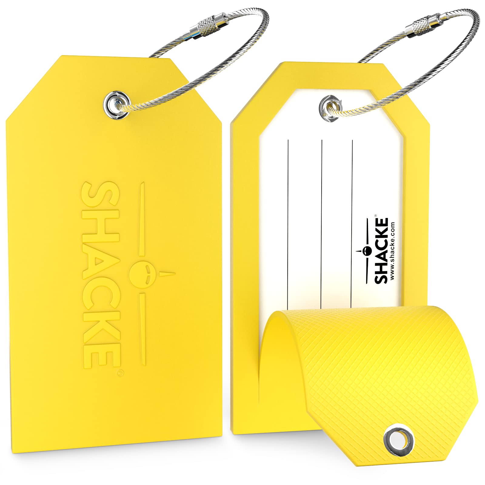 Shacke 2 Luggage Tags for Suitcase and Luggage w/Metal Loop