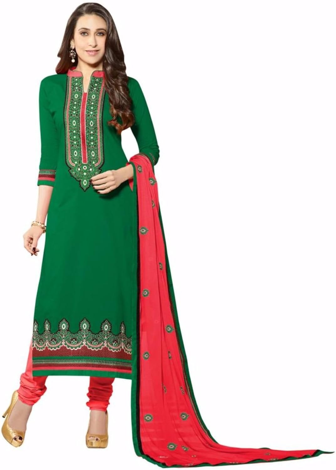 Indianfashion Store Women's Churidar Style Salwar Kameez One Size Green at Amazon Womenâs 