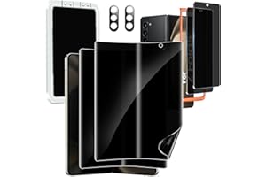 [6-in-1] Milomdoi for Samsung Galaxy Z Fold 5 Privacy Screen Protector [2 Pack Inside and 2 Pack Front] With 2 Pack Tempered Glass Camera Lens Protector with Mounting Positioner Accessories No bubbles
