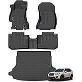 GINOWY- Floor Mats & Cargo Liner for Subaru Forester 2018-2014, TPE All Weather Protection Forester Car Mats, Custom 2018 Forester Floor Liners Non-Slip Trunk Mat Waterproof Automotive-Black
