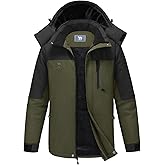 CAMEL CROWN Men's Winter Ski Jacket Mountain Snow Coats Waterproof Detachable Hood Windproof Fleece Rain Jackets