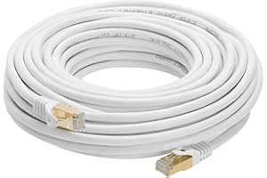 White 30FT S/FTP CAT 7 Gold Plated Shielded Ethernet RJ45 Copper Cable 10 Gigabit Ethernet Network Patch Cord Cat7