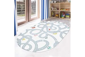 LIVEBOX Road Traffic Kids Play Area Rug 3'x5' Washable Playroom Educational & Fun with Cars and Toys Non-Slip Children Nursery Rugs for Living Room Bedroom Classroom Entryway Kids Tent