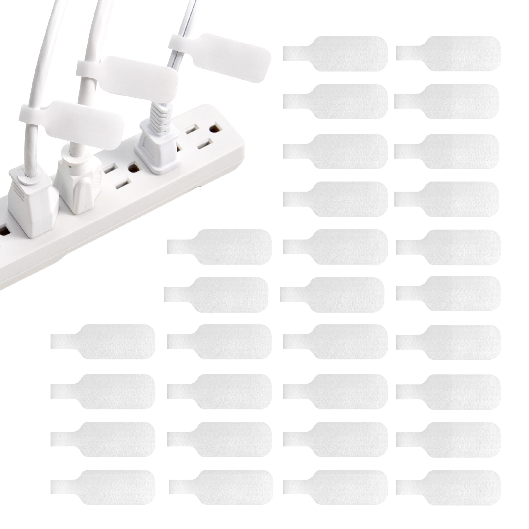 Wrap-It Storage Cable Labels - Medium, White (30-Pack) Write On Cord Labels, Wire Tags for Cable Management and Organizer for Electronics, Computers and More