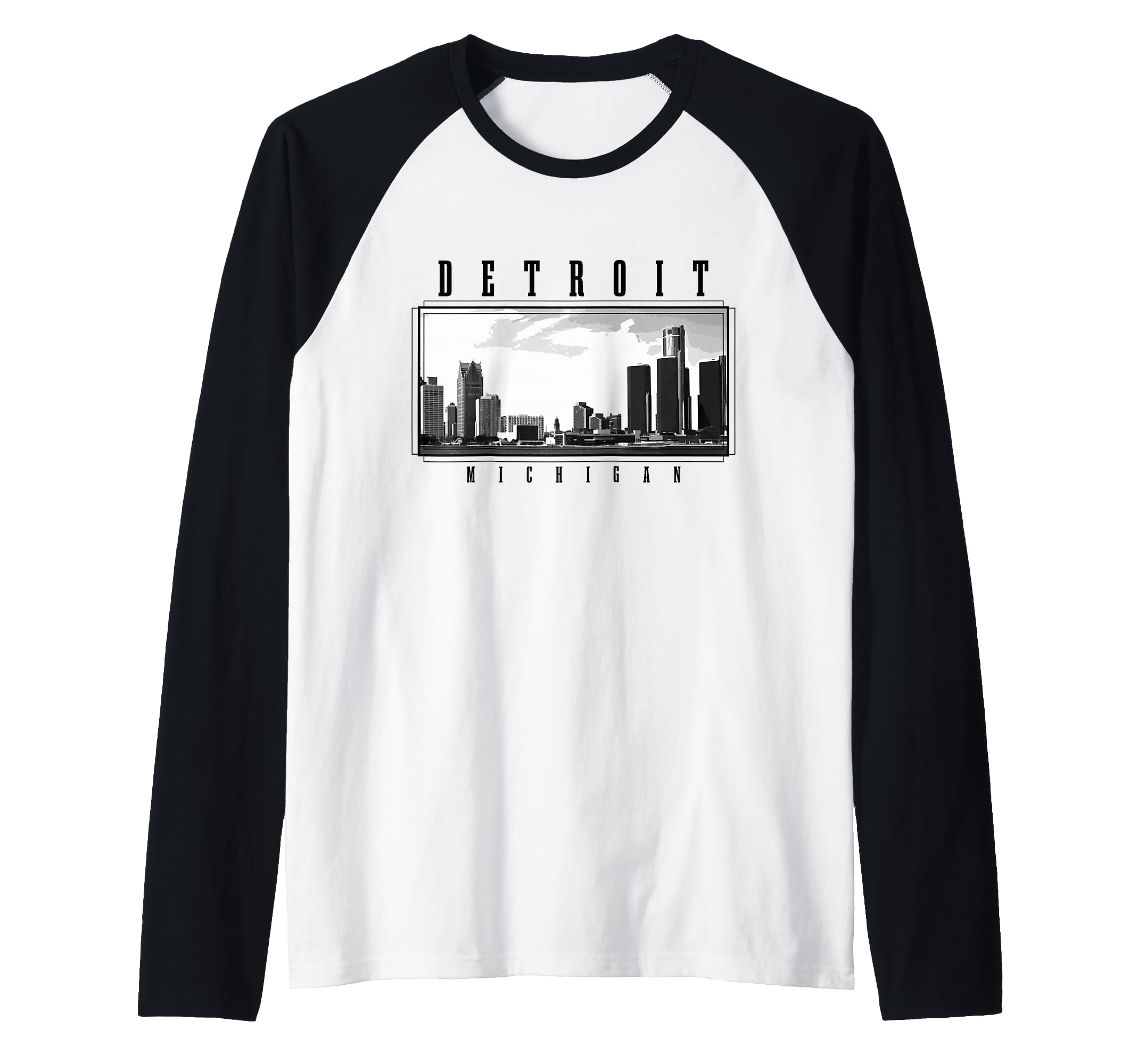 Detroit Skyline Michigan Pride Vintage Detroit Raglan Baseball Tee โ image 1