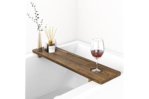 Premium Bathtub Tray, Large & Thick Bath Tub Tray, Solid Acacia Wood Bath Tray for Tub, Bathtub Tray Caddy with Adjustable Le