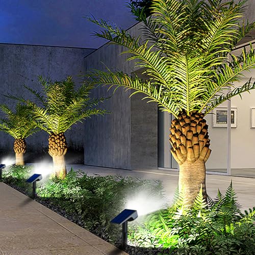 SUNNMO Set of 4 Powerful Solar Outdoor Garden Lights, Outdoor Solar Light with 3 Modes, IP65 Waterproof Solar Outdoor Lighting for Garden, Pathway, Cold White