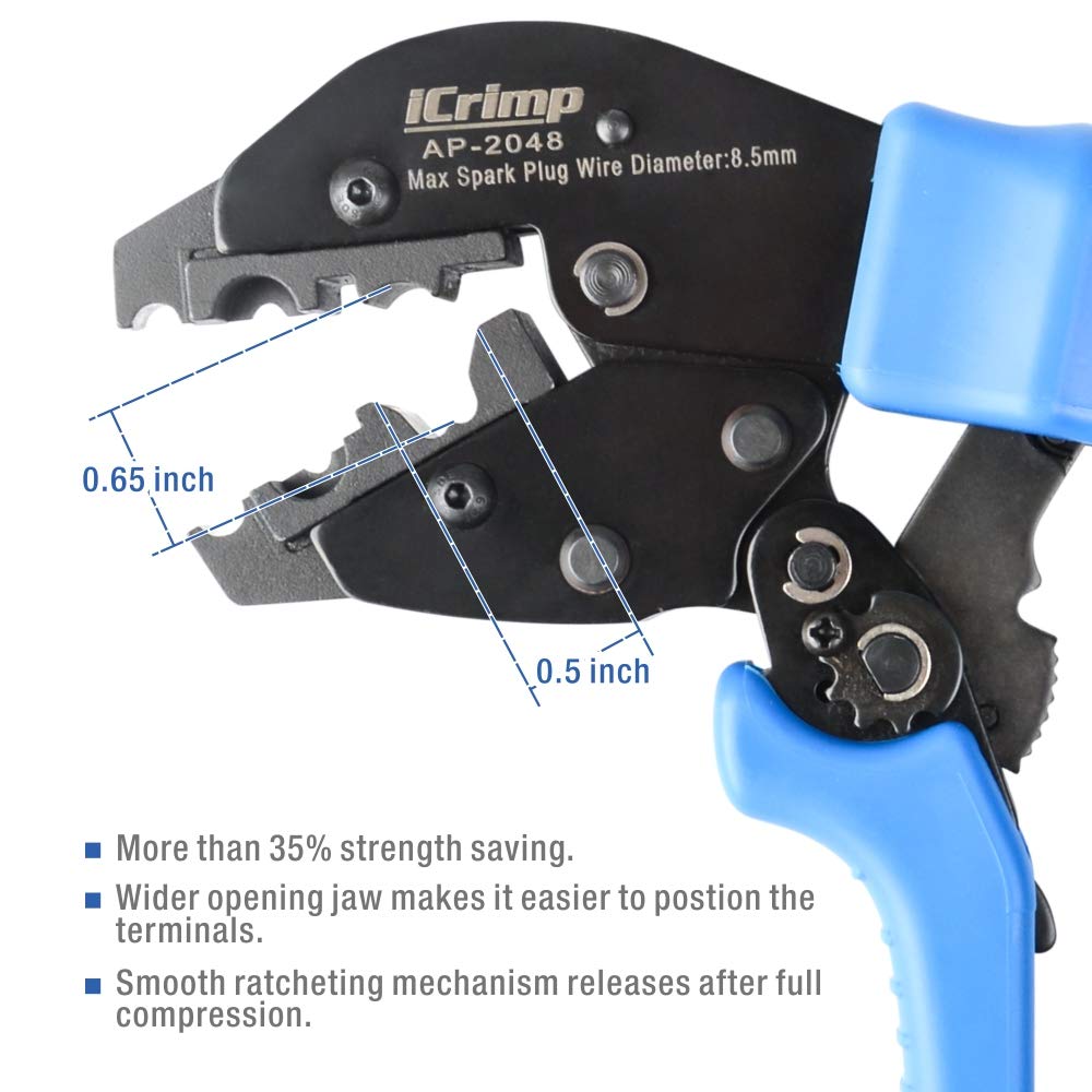iCrimp Ratcheting Spark Plug Connector Crimper for Ignition Cable and Spark Plug Wires Maximum Diameter 8.5mm: Industrial & Scientific