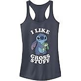 Junior's Lilo & Stitch I Like Gross Stuff Stitch Distressed Racerback Tank Top