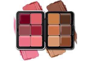 HOSAILY Cream Blush & Concealer Palette, 12 Colors, Long Wearing, Smudge Proof, Blendable Matte Finish, Face Makeup (02)