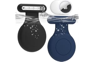 EKOONPFT 2 Pack Waterproof Air Tag Holder for Kids, Hidden Pin Airtag Holder for Apple AirTag GPS Tracker,Soft Silicone GPS Tracker Airtags Holder for Items,Shoes,Clothes,Adults,Elder(Navy Blue+Black)