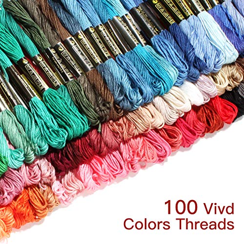 Laojbaba Rainbow Color Embroidery Floss 100 skeins, Cross Stitch Thread,Bracelets Floss, Crafts Floss,Stitch Threads