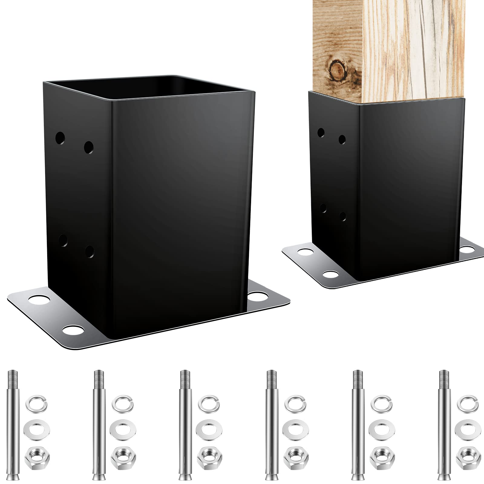 Post Base Fence Post Bracket Heavy Duty Post Anchor for Deck Supports Porch Railing Post Holders 1pcs