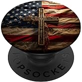 American Flag USA Cross Christian Faith Patriotic PopSockets Adhesive PopGrip