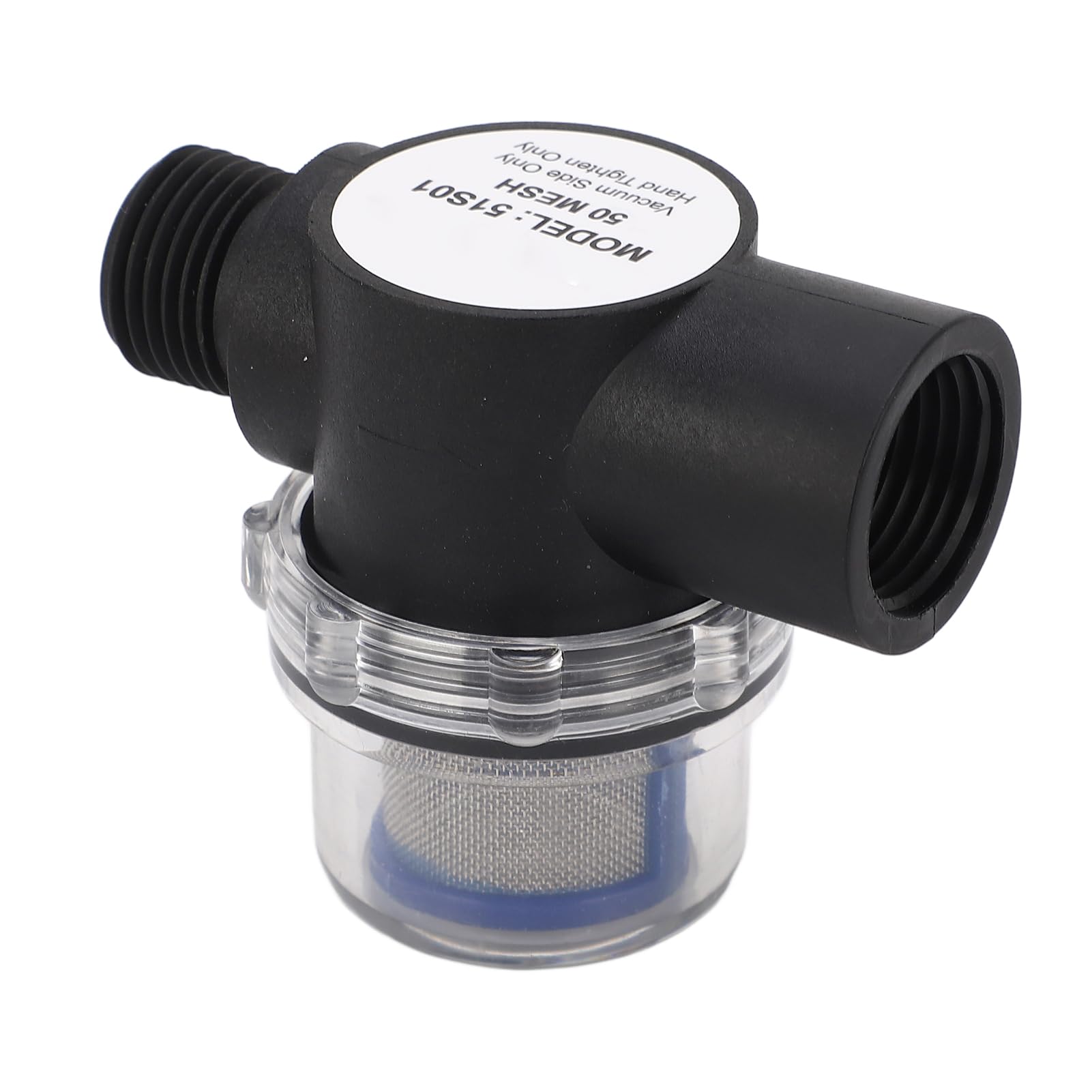 Inline Water Filter, 1/2in‑14 Female Thread Inline Filter 50 Mesh Screen Plastic Construction Water Strainer for Pipeline Under-Sink Filters Female Inline Strainer Water Pump Strainer