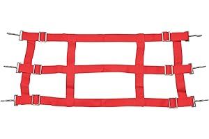 Jeffers Equine Adjustable Open Horse Stall Guard, Red – Heavy Duty Poly Web Stable Gate Barrier and Stall Door Accessories for Horses, Barns, Stables & Equestrian Use - 18”H x 36”-48”L