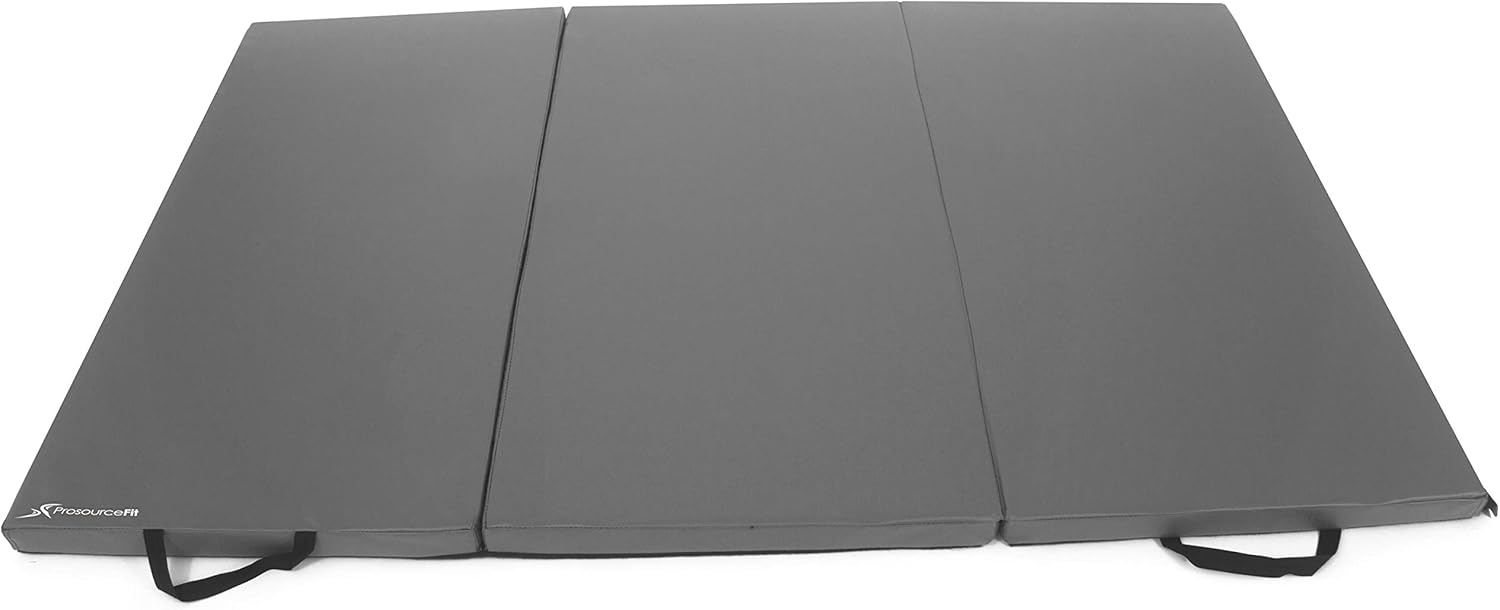 ProSource Tri-Fold Folding Thick Exercise Mat 6’x4’ with Carrying Handles for Tumbling, Martial Arts, Gymnastics, Stretching, Core Workouts : Sports & Outdoors