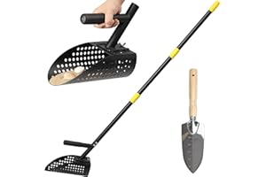 Sand Scoop for Metal Detecting 64 in, Adjustable Metal Detector Shovel, Stainless Steel Metal Detector Scoop with Long Steel 