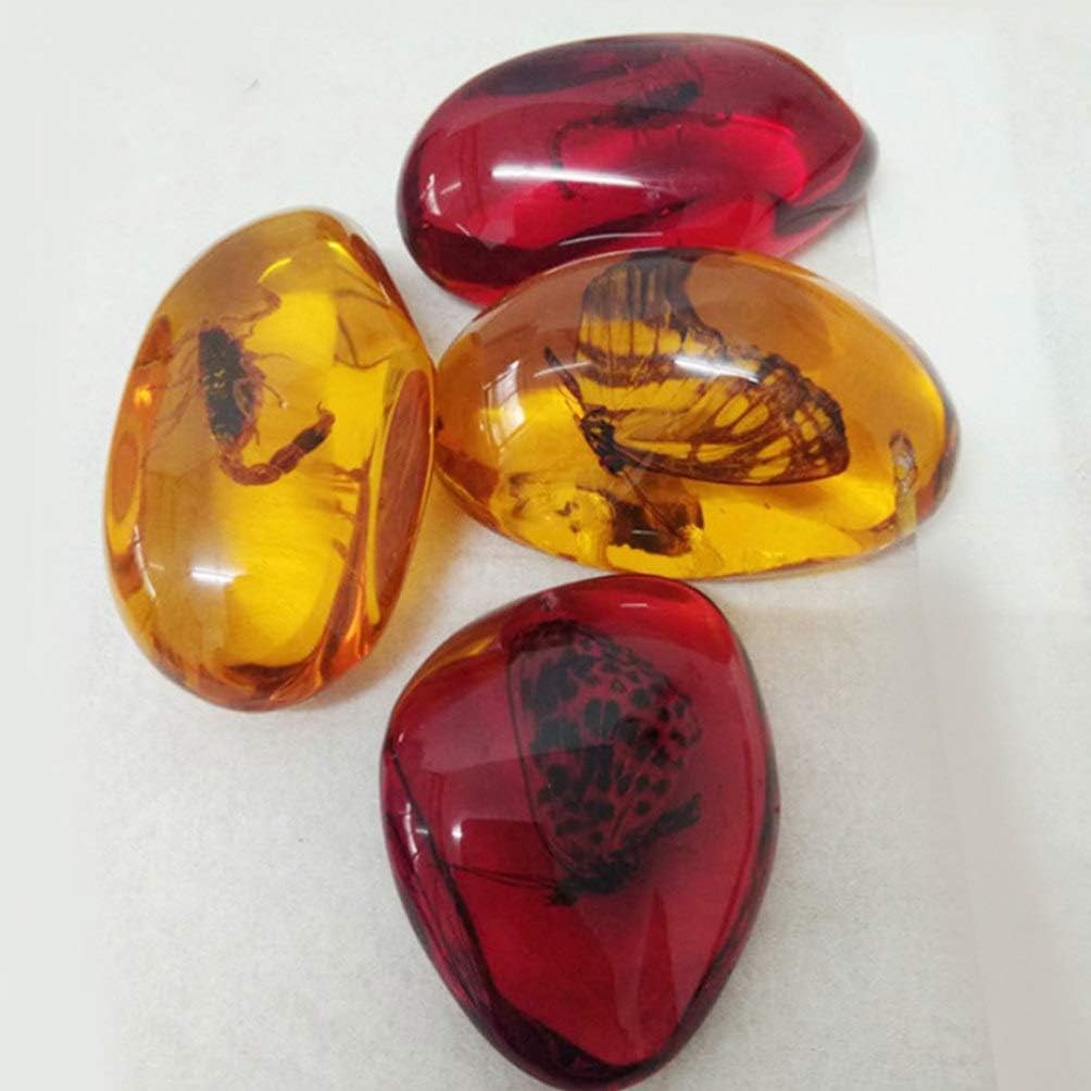 4pcs Amber with Insects Samples Stones Crystal Specimens Specimen Amber Pendant DIY Jewelry Pendant (Random Color) - Image 3