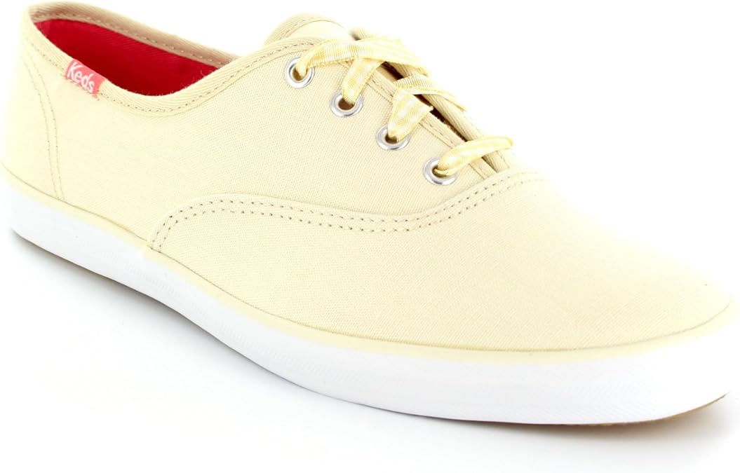 Keds Womens Champion Gingham Lace Ox Cream Canvas Plimsoll