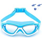 Big Frame Wide-Vision Swim Goggles for Children Girls Boys(Age 6-15 years old), Premium Polarized Kids Swimming Goggles Diving Mask Anti Fog No Leaking UV Protection-with FREE Case,Nose Clip Ear Plugs