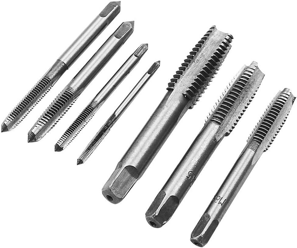 Pulison Thread Tap Cutting Drill Bits Set M3-M12 7PCS Metric Taper HSS Mini Hand Screw for Threading Machine Electric Drill DIY