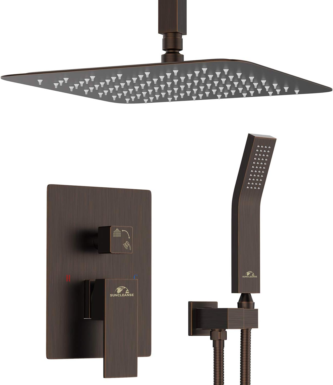 SunCleanse Bronze Shower System 10 Inches Ceiling Mounted Shower Faucets Sets Complete with Shower Faucet Rough-in Valve Body and Trim Kit
