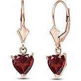 14k Rose Gold Leverback Earrings with Natural Garnets