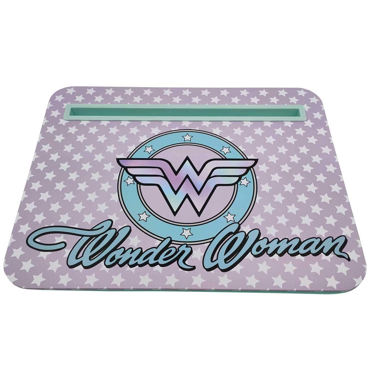 Wonderwoman Laptop Lap Desk, Compact Portable Work Tray with Cushion, Phone and Tablet Holder, for Him or Her, Merchandise