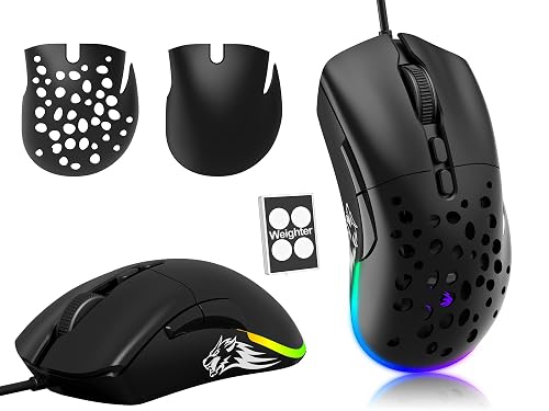 ZIYOU LANG D19 Mice G-PRO Wired Gaming Mouse, Up To 12,000 Dpi Gaming Mice, Model O Rgb mouse Gaming, 7 Programmable Buttons, Honeycomb Shell Optical Super Light RGB Gamer Mice Mouse - Black