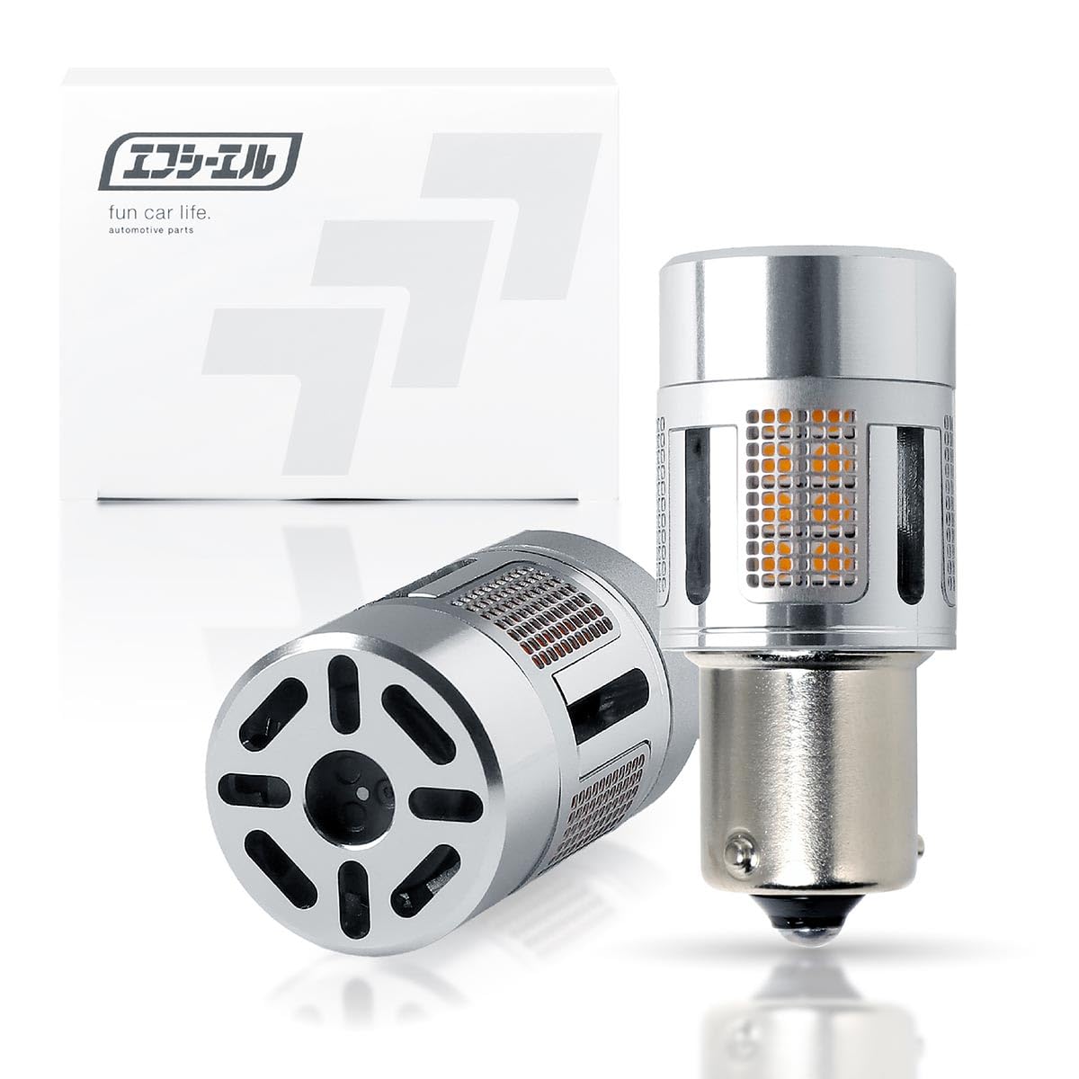 fcl.(エフシーエル) S25 ピン角違い LED ウィンカ― 抵抗内蔵 アンバー メタルステルス 車検対応 12V 車専用 ハイフラ防止 対策済み 無極性 左右分2個入り商品画像