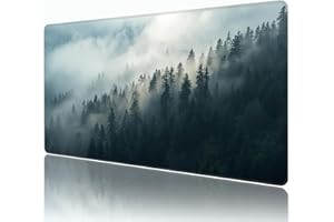 Misty Forest Mouse Pad,XXL 35.4"x15.7" Big Gaming Mousepad,Large Extended Mouse Mat,Non-Slip Rubber Base Waterproof with Stit