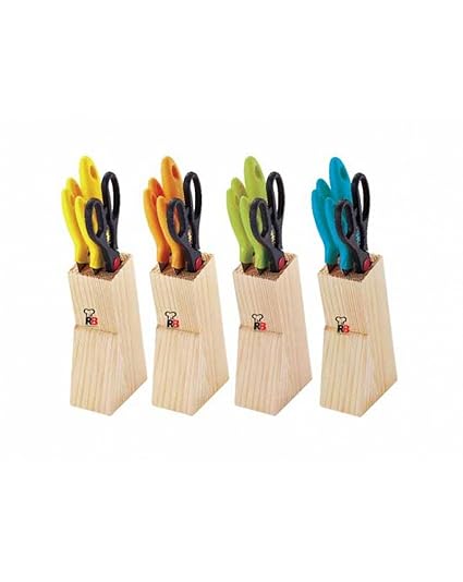 Renberg 5 Pc Kitchen Knife Set with Wooden Stand.(Color May Vary)