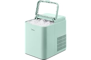 Midea MERI26B1AGN Countertop Bullet-Ice Maker, 8 Ice Bullets Ready in 6 Minutes, 26lbs/24H, Self-Cleaning Function with Ice Scoop and Basket for Home/Office/RV
